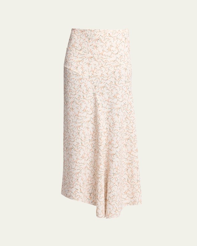 Floral Spiral Seam Asymmetric Skirt
